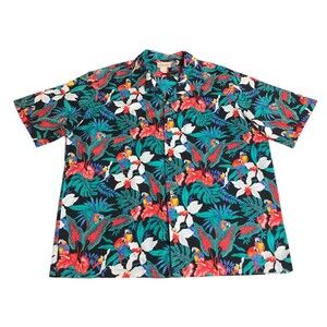 Vintage Evalani Shirt Mens 2XL Parrot Floral Hawaiian Streetwear Button 80s 90s